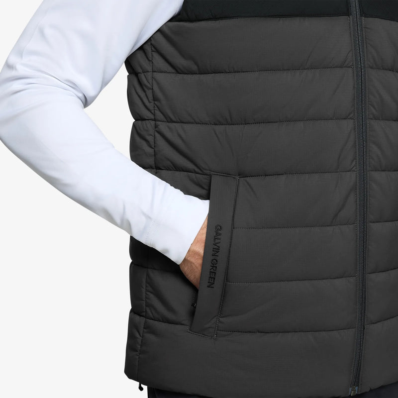 Luca is a Windproof and water repellent golf vest for Men in the color Forged Iron/Black (4)