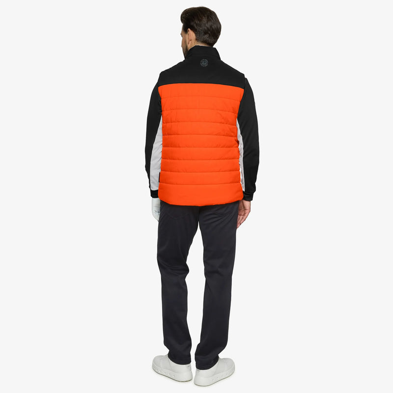 Luca is a Windproof and water repellent golf vest for Men in the color Orange/Black(6)