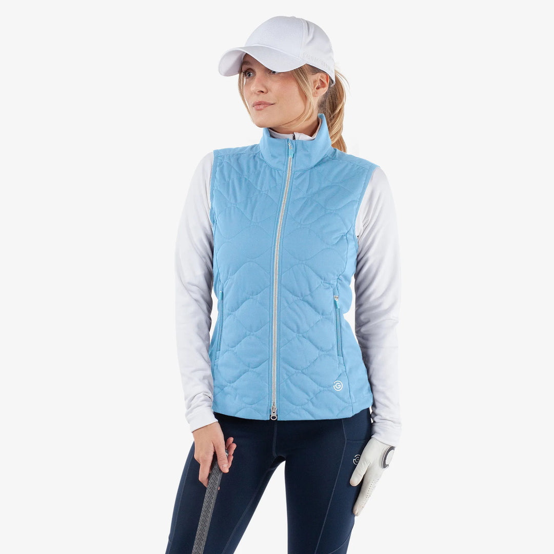 Lucille is a Windproof and water repellent golf vest for Women in the color Alaskan Blue(1)