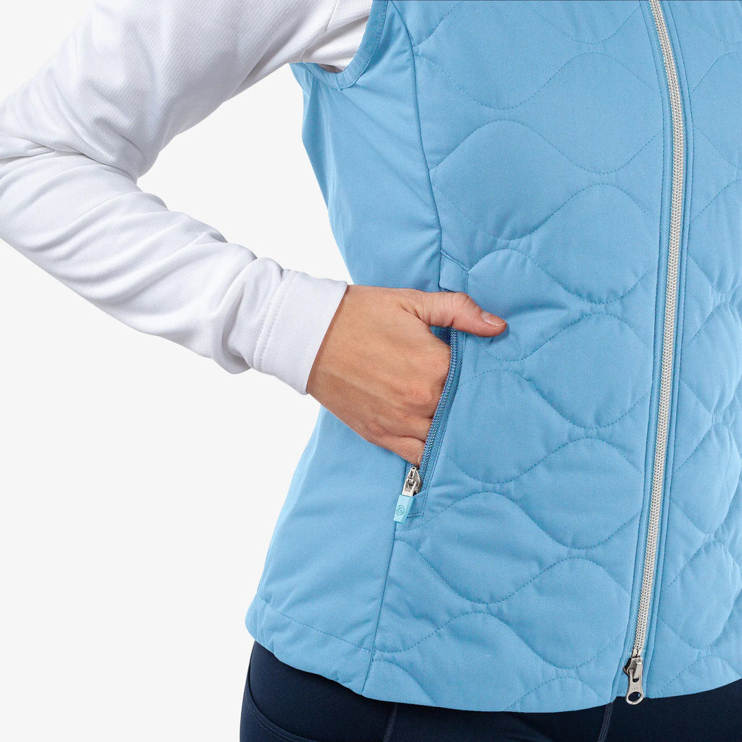Lucille is a Windproof and water repellent golf vest for Women in the color Alaskan Blue(4)