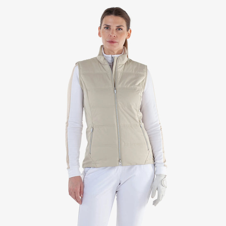 Luna is a Windproof and water repellent golf vest for Women in the color Sand(1)
