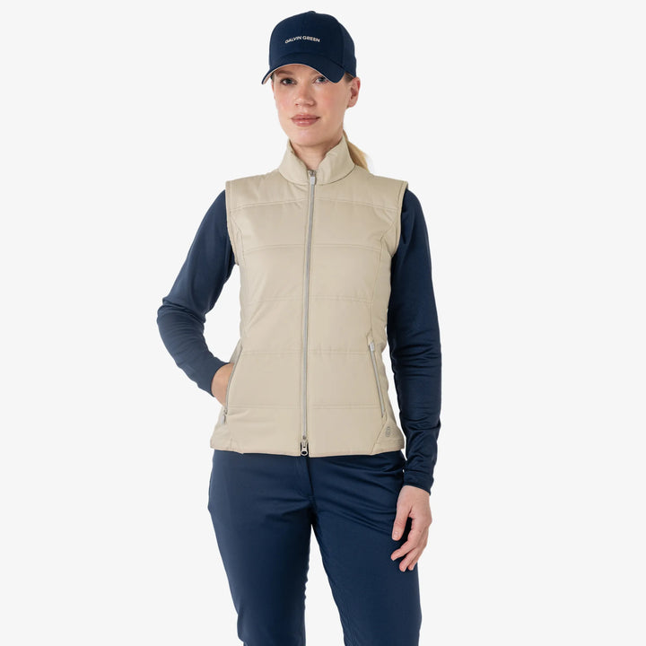 Luna is a Windproof and water repellent golf vest for Women in the color Sand(1)