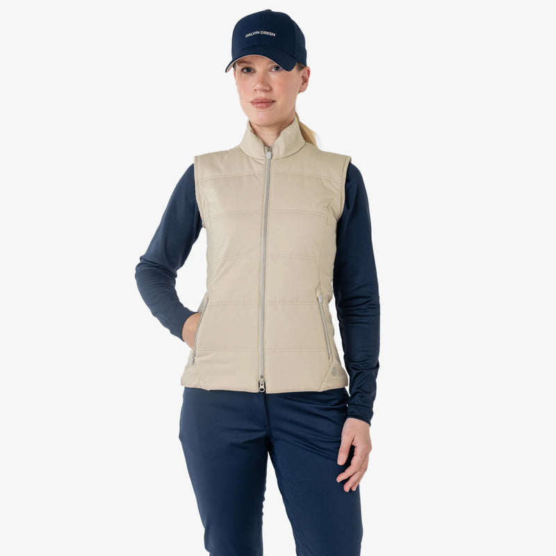 Luna is a Windproof and water repellent golf vest for Women in the color Sand(1)
