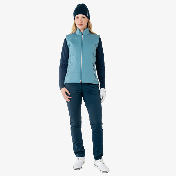 Luna is a Windproof and water repellent golf vest for Women in the color Storm Blue(2)