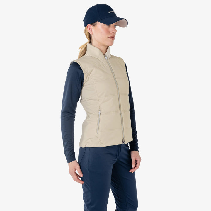 Luna is a Windproof and water repellent golf vest for Women in the color Sand(3)