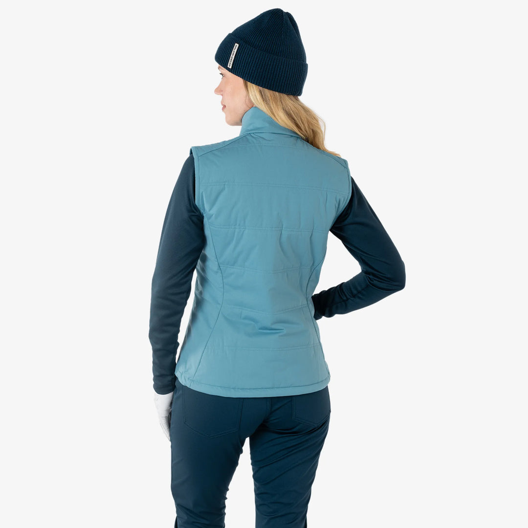 Luna is a Windproof and water repellent golf vest for Women in the color Storm Blue(4)