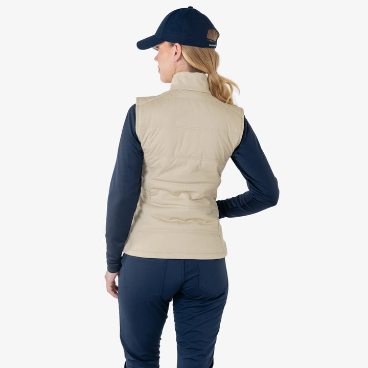 Luna is a Windproof and water repellent golf vest for Women in the color Sand(4)
