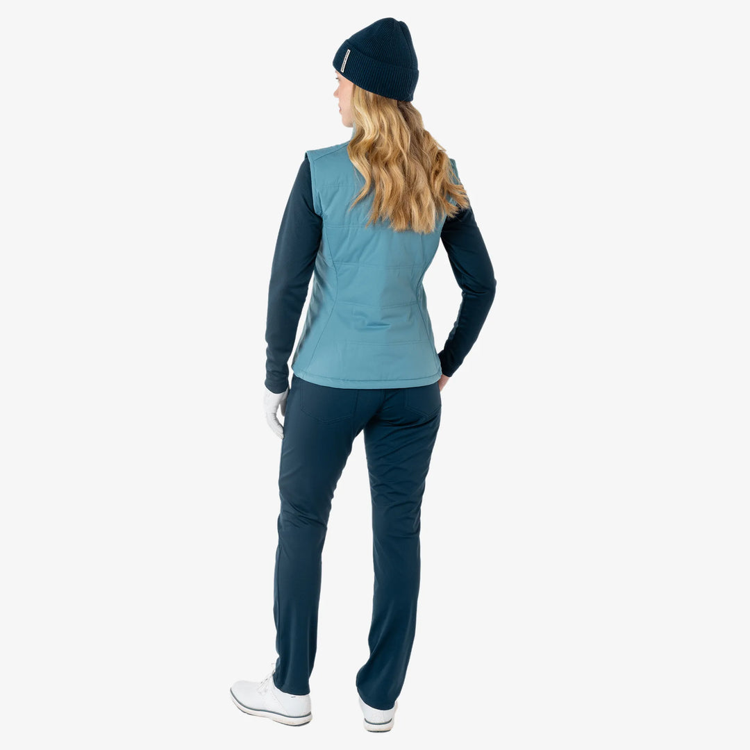 Luna is a Windproof and water repellent golf vest for Women in the color Storm Blue(5)