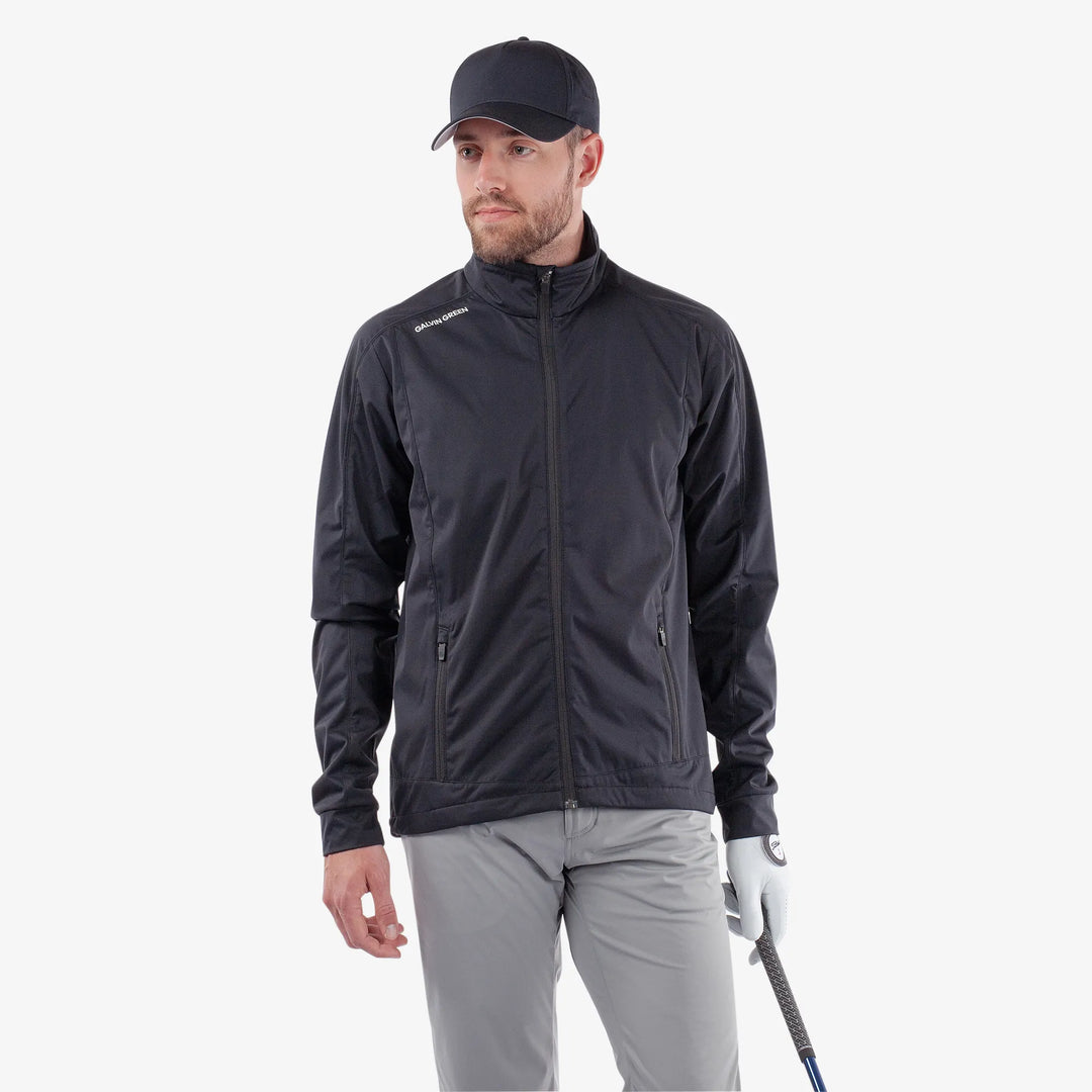 Lyndon Windproof and water repellent golf jacket Black – Galvin Green Lyndon Windproof and water repellent golf jacket Black – Galvin Green
