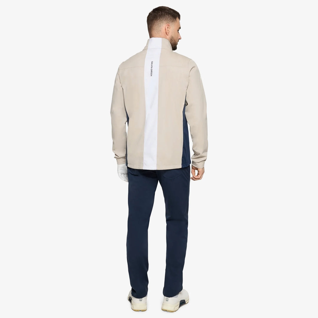 Lloyd is a Windproof and water repellent golf jacket for Men in the color Sand/Navy/white(5)