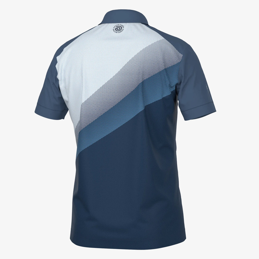 Macoy is a Breathable short sleeve golf shirt for Men in the color Navy/Alaskan Blue(4)