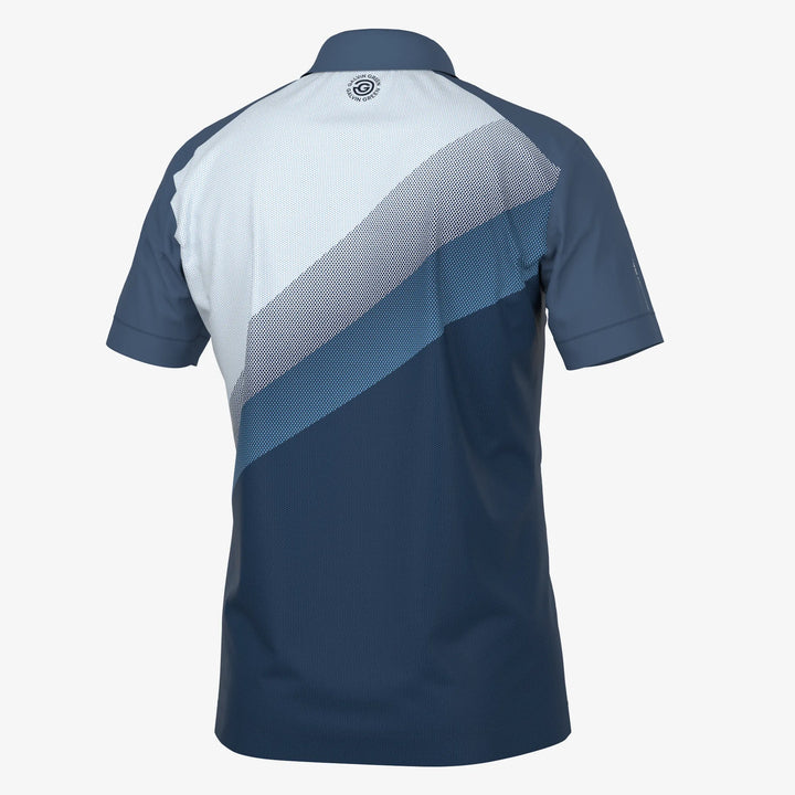 Macoy is a Breathable short sleeve golf shirt for Men in the color Navy/Alaskan Blue(4)