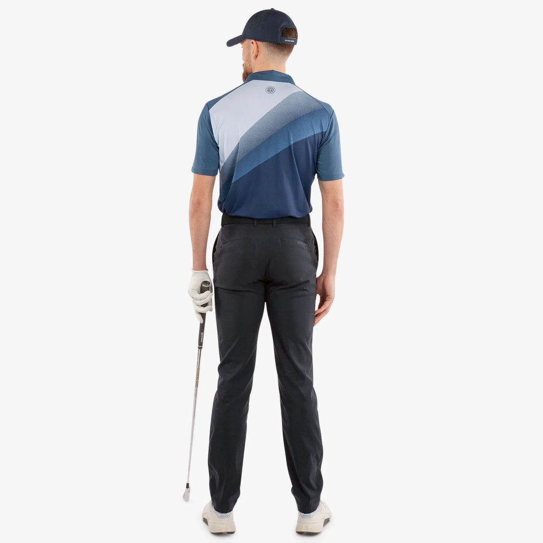 Macoy is a Breathable short sleeve golf shirt for Men in the color Navy/Alaskan Blue(7)