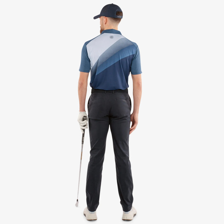 Macoy is a Breathable short sleeve golf shirt for Men in the color Navy/Alaskan Blue(7)