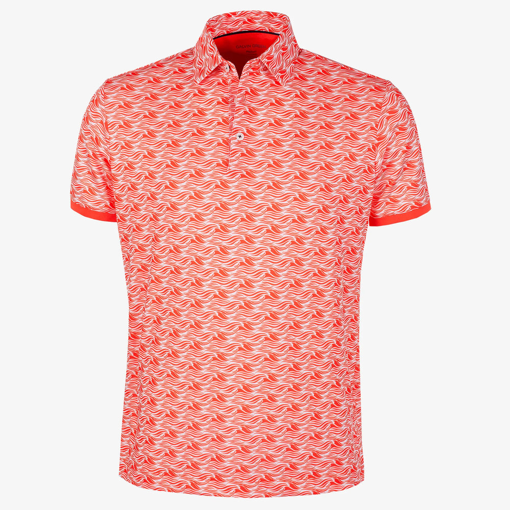 Madden is a Breathable short sleeve golf shirt for Men in the color Orange/White(0)