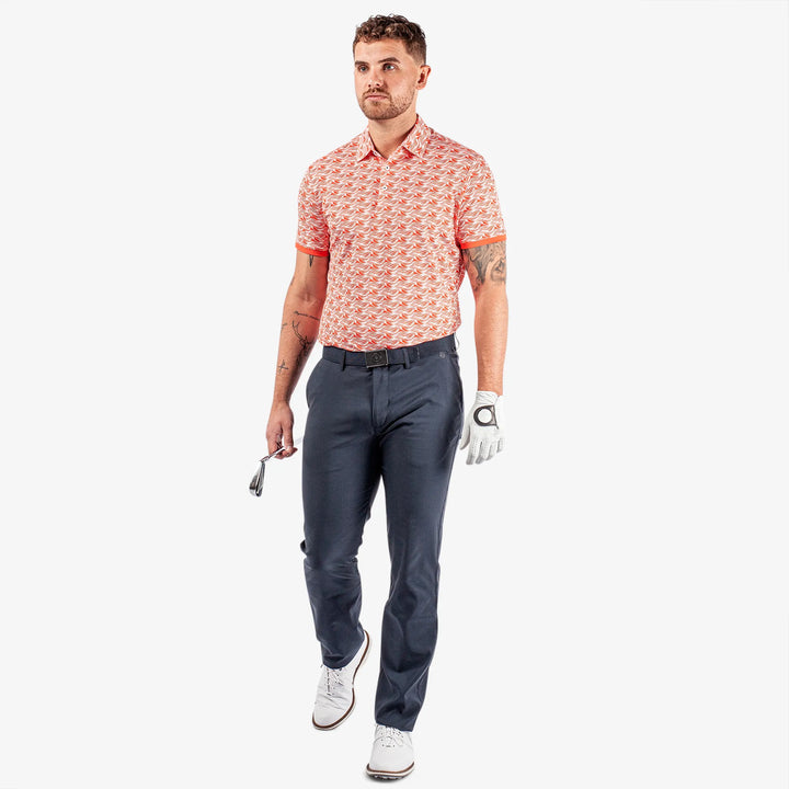 Madden is a Breathable short sleeve golf shirt for Men in the color Orange/White(2)