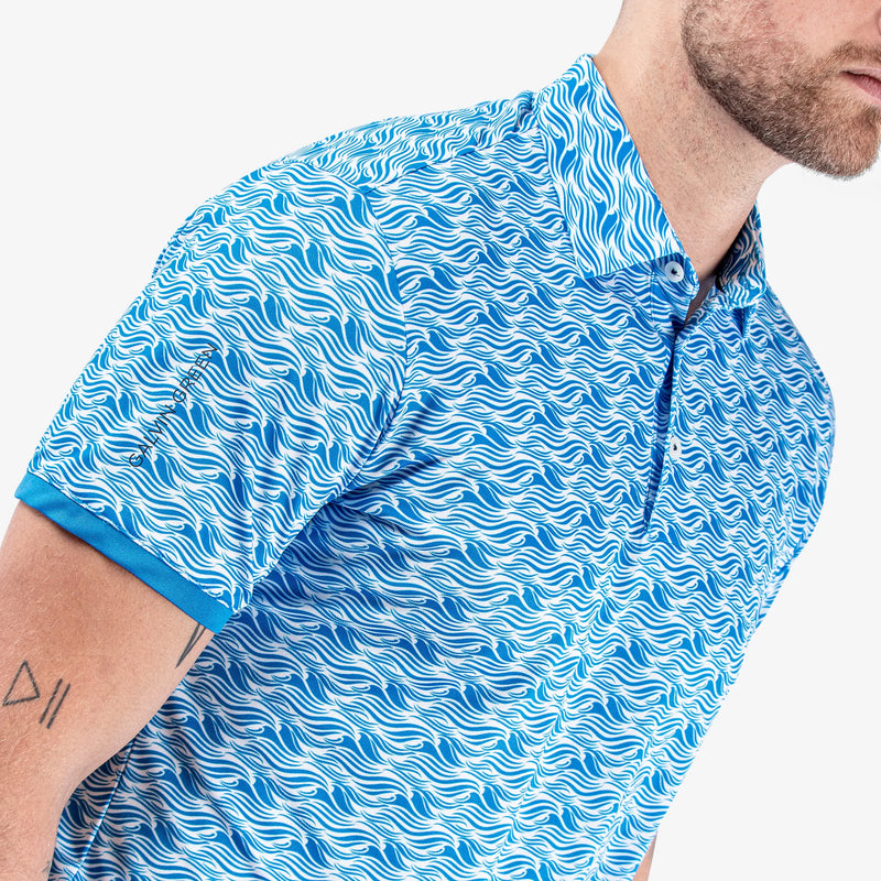 Madden is a Breathable short sleeve golf shirt for Men in the color Blue/White(3)