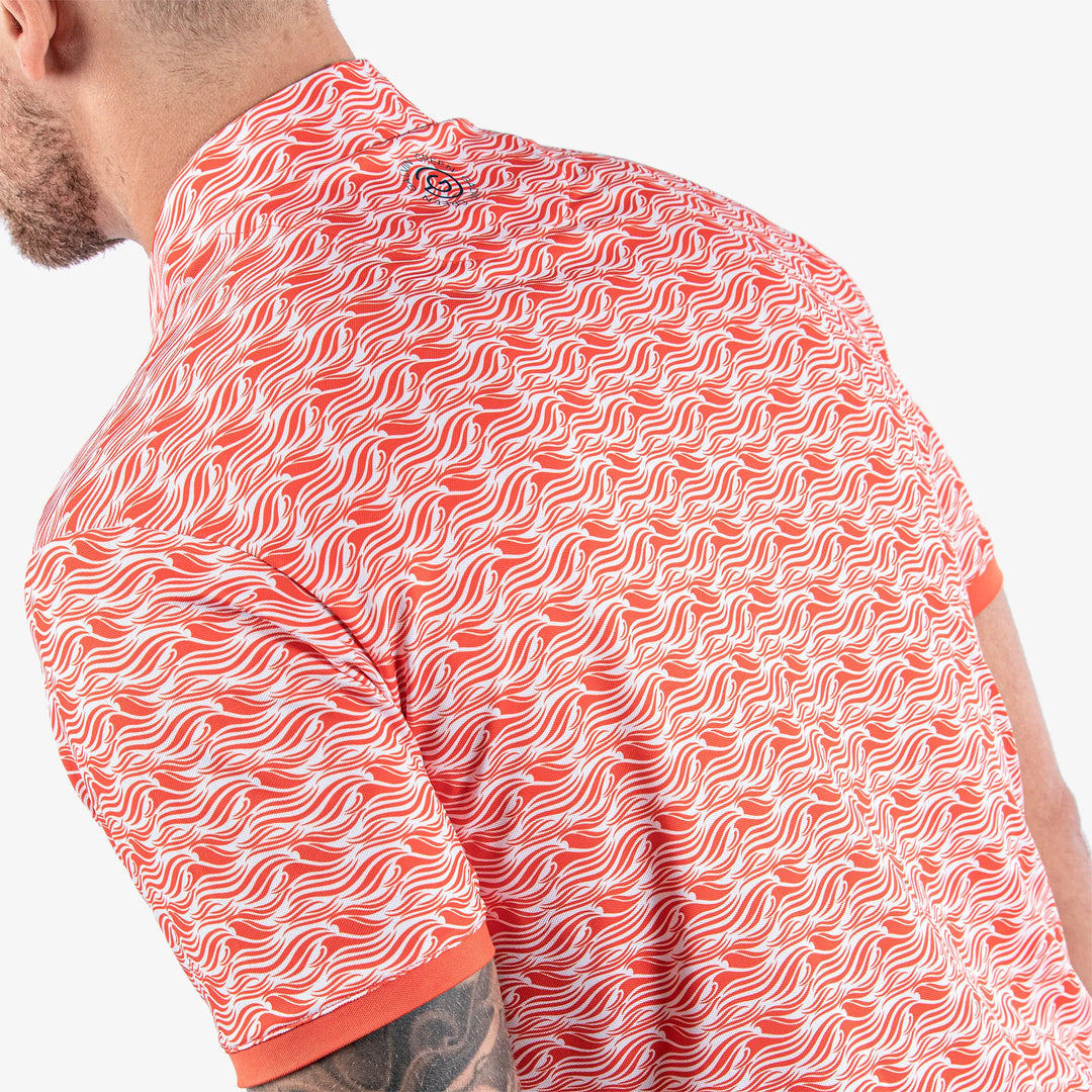 Madden is a Breathable short sleeve golf shirt for Men in the color Orange/White(6)