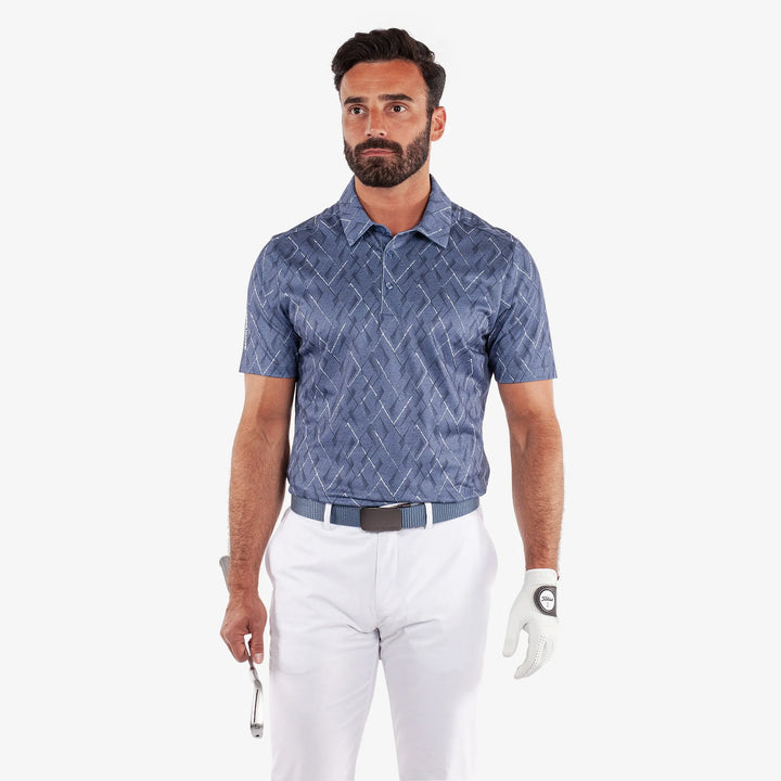 Mads is a Breathable short sleeve golf shirt for Men in the color Moonlight Blue(1)