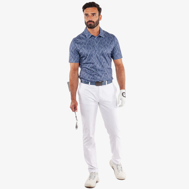 Mads is a Breathable short sleeve golf shirt for Men in the color Moonlight Blue(2)