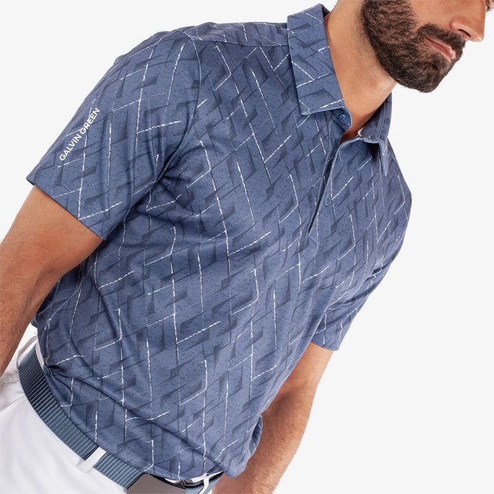 Mads is a Breathable short sleeve golf shirt for Men in the color Moonlight Blue(3)