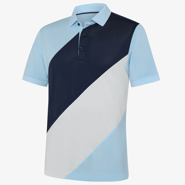 Maggio is a Breathable short sleeve golf shirt for Men in the color Crystal Blue/Navy(0)