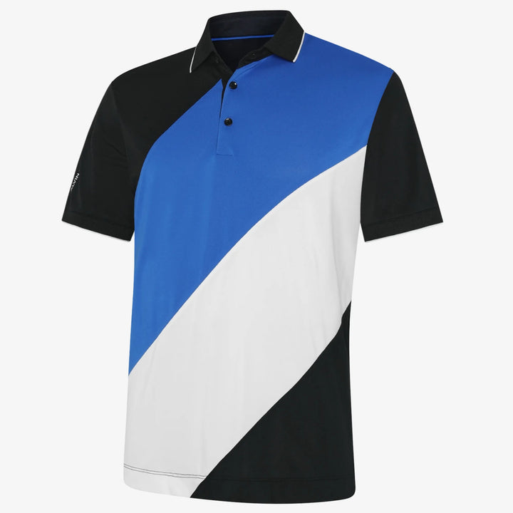 Maggio is a Breathable short sleeve golf shirt for Men in the color Royal Blue/Black(0)
