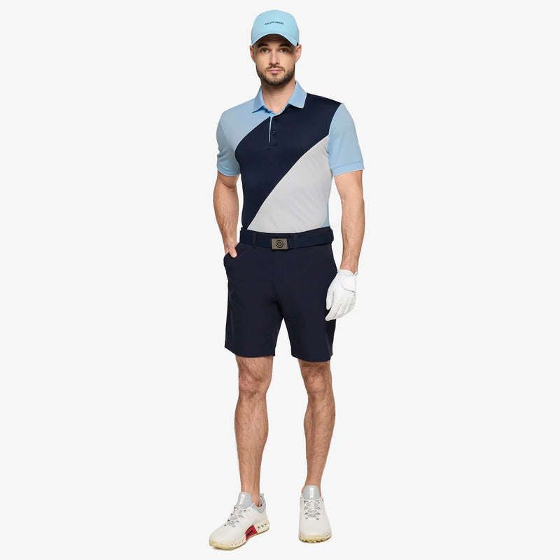 Maggio is a Breathable short sleeve golf shirt for Men in the color Crystal Blue/Navy(2)