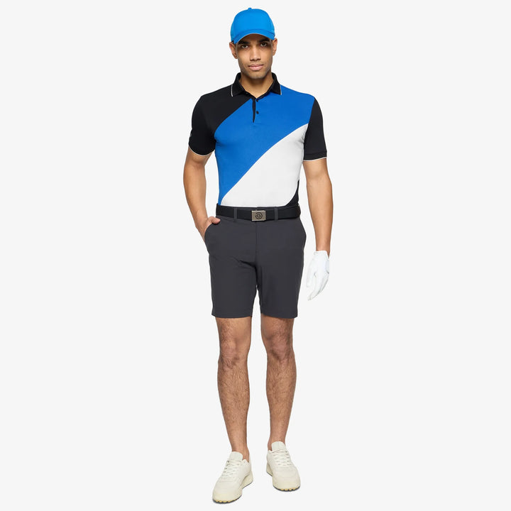 Maggio is a Breathable short sleeve golf shirt for Men in the color Royal Blue/Black(2)