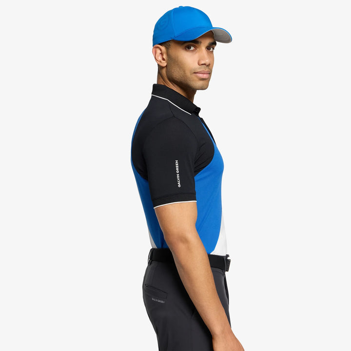 Maggio is a Breathable short sleeve golf shirt for Men in the color Royal Blue/Black(3)