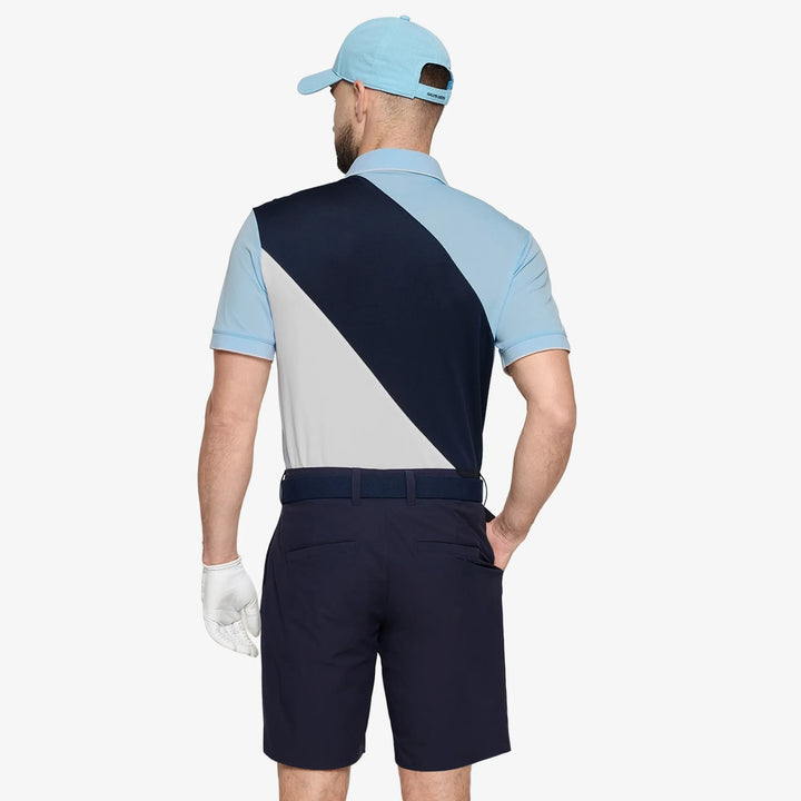Maggio is a Breathable short sleeve golf shirt for Men in the color Crystal Blue/Navy(4)