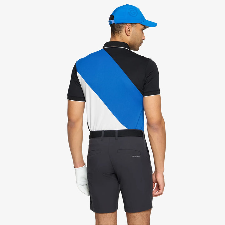 Maggio is a Breathable short sleeve golf shirt for Men in the color Royal Blue/Black(4)
