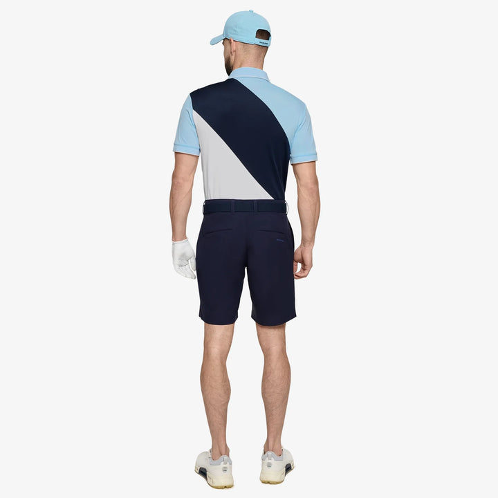 Maggio is a Breathable short sleeve golf shirt for Men in the color Crystal Blue/Navy(5)