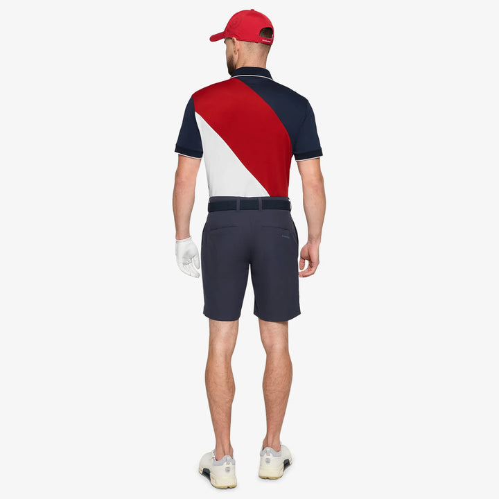 Maggio is a Breathable short sleeve golf shirt for Men in the color Red/Navy(5)