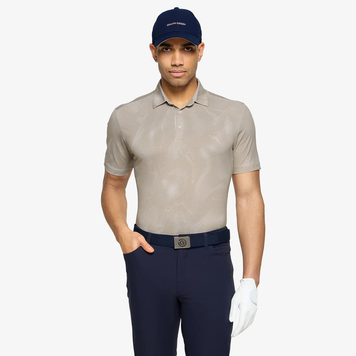 Maguire is a Breathable short sleeve golf shirt for Men in the color Sand(1)