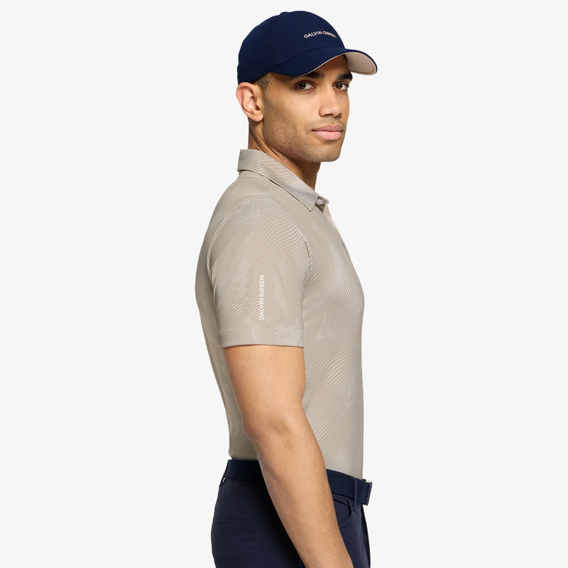 Maguire is a Breathable short sleeve golf shirt for Men in the color Sand(3)