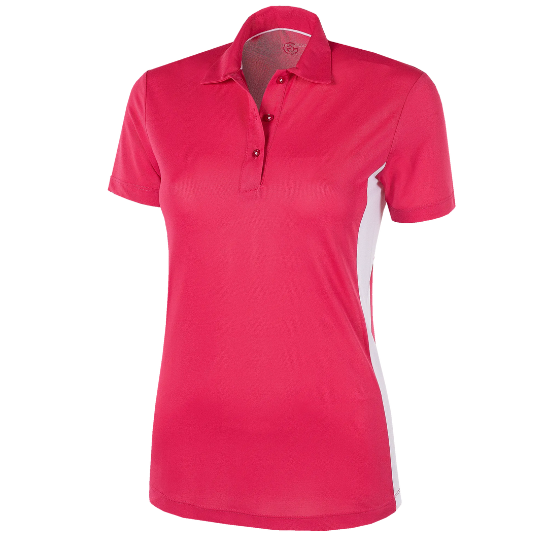Maia is a Breathable short sleeve golf shirt for Women in the color Sugar Coral(0)