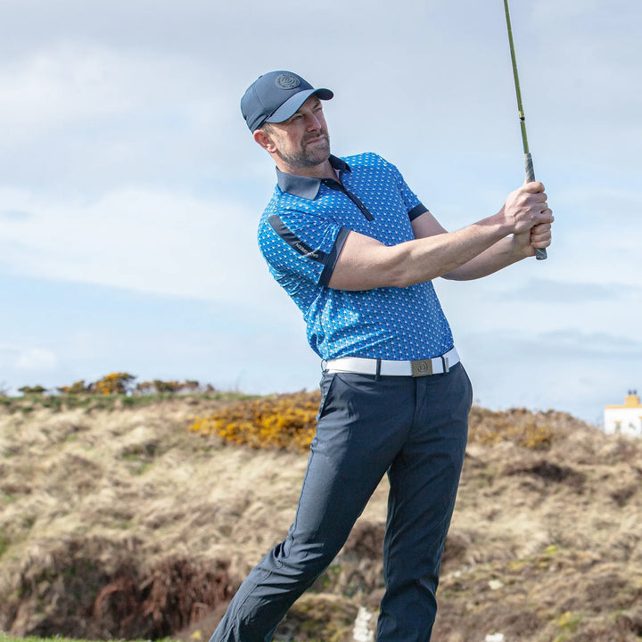 Malcolm is a Breathable short sleeve golf shirt for Men in the color Blue/Navy/Cool grey(9)