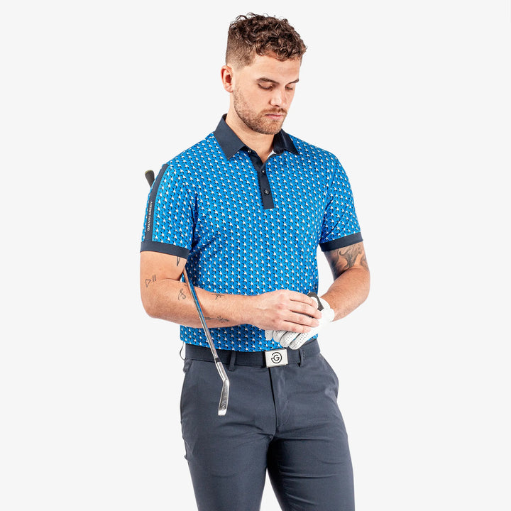 Malcolm is a Breathable short sleeve golf shirt for Men in the color Blue/Navy/Cool grey(1)