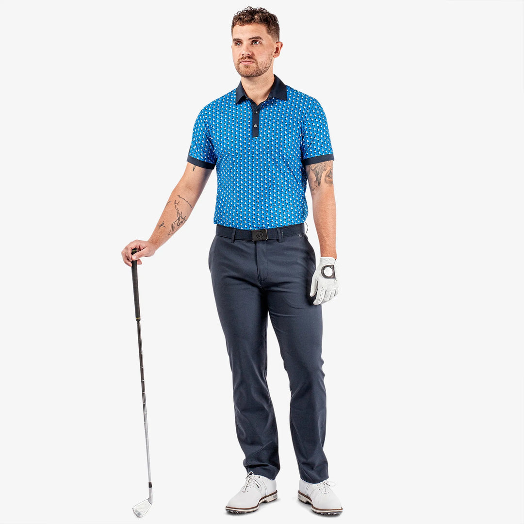 Malcolm is a Breathable short sleeve golf shirt for Men in the color Blue/Navy/Cool grey(2)