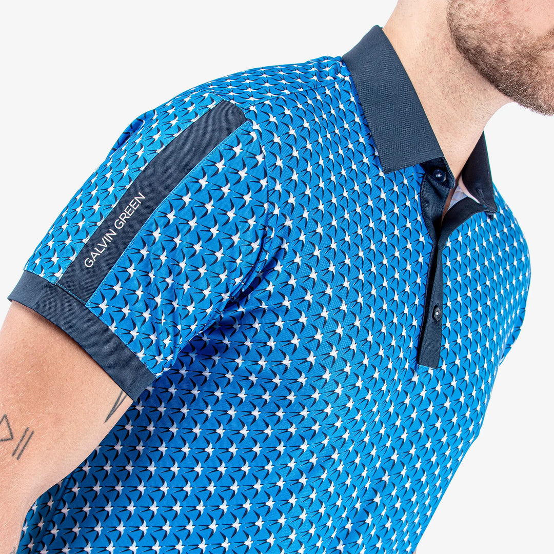 Malcolm is a Breathable short sleeve golf shirt for Men in the color Blue/Navy/Cool grey(3)