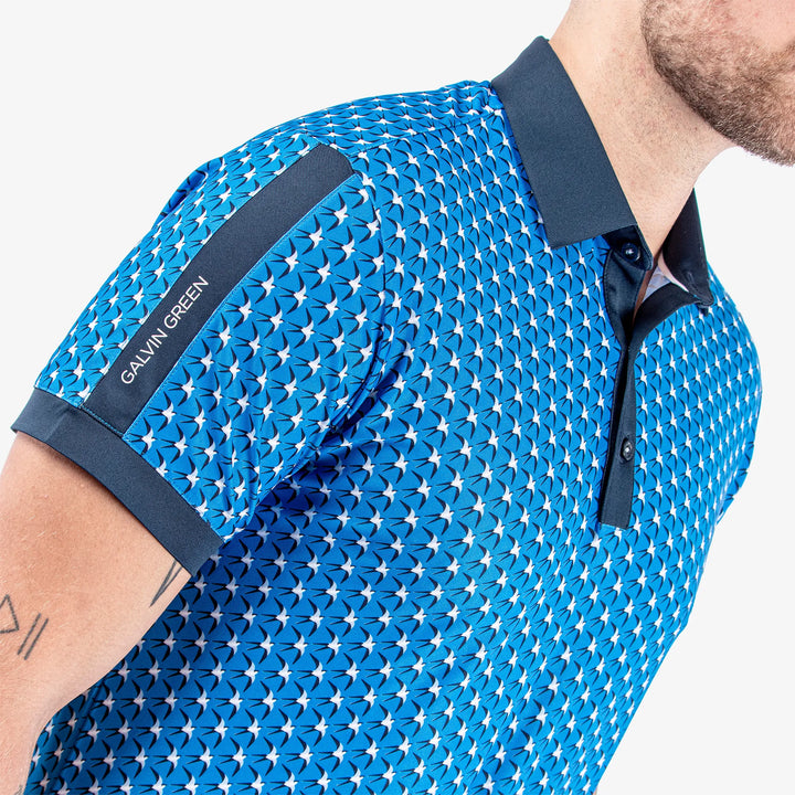 Malcolm is a Breathable short sleeve golf shirt for Men in the color Blue/Navy/Cool grey(3)