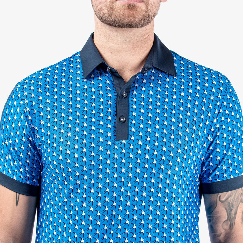Malcolm is a Breathable short sleeve golf shirt for Men in the color Blue/Navy/Cool grey(4)