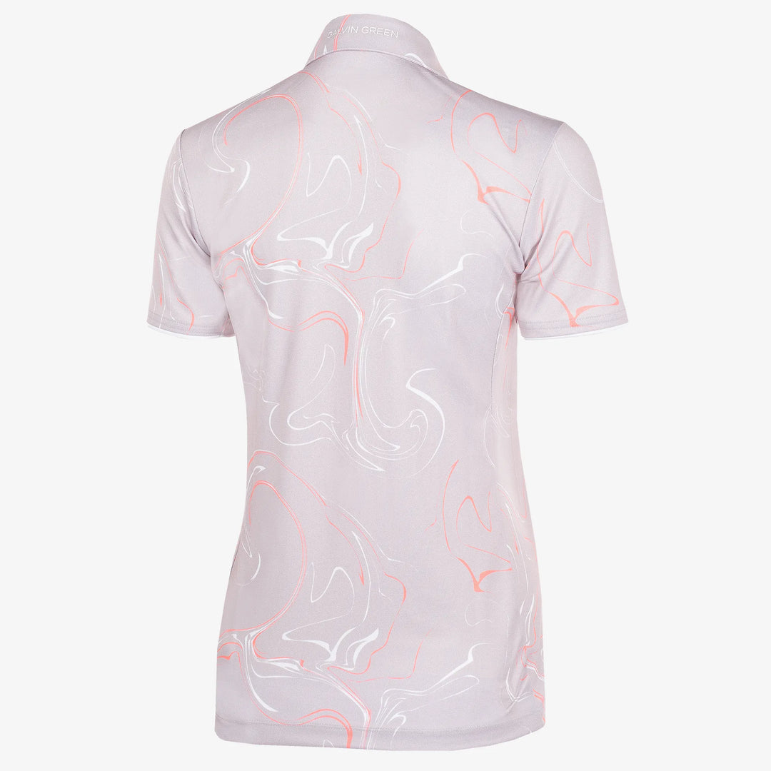 Malena is a Breathable short sleeve golf shirt for Women in the color Cool Grey/Coral/White(8)
