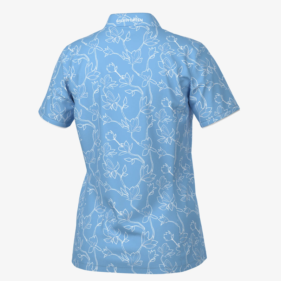 Mallory is a Breathable short sleeve golf shirt for Women in the color Alaskan Blue/White(7)