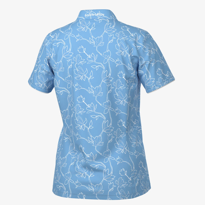 Mallory is a Breathable short sleeve golf shirt for Women in the color Alaskan Blue/White(7)