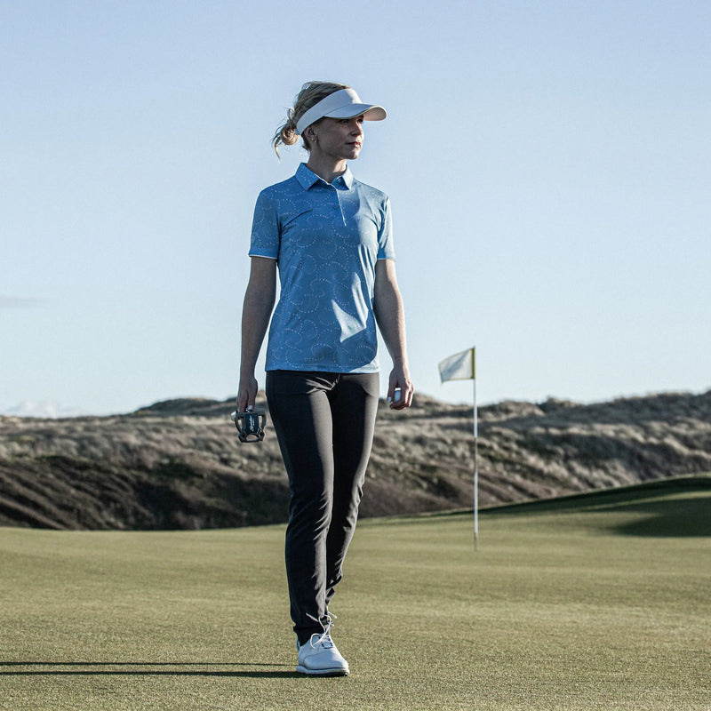 Mandy is a Breathable short sleeve golf shirt for Women in the color Alaskan Blue/White(8)