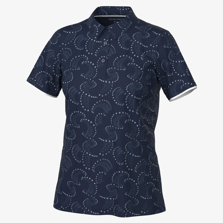 Mandy is a Breathable short sleeve golf shirt for Women in the color Navy/White(0)