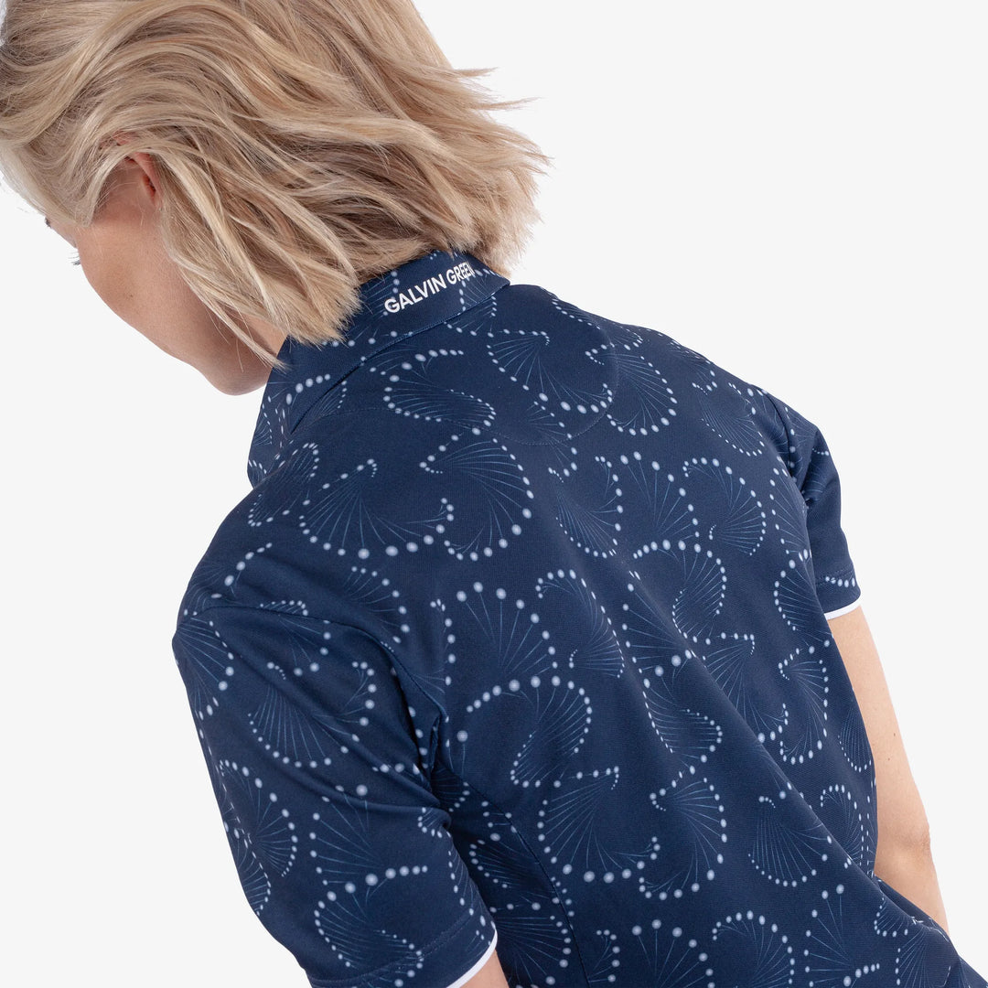 Mandy is a Breathable short sleeve golf shirt for Women in the color Navy/White(5)