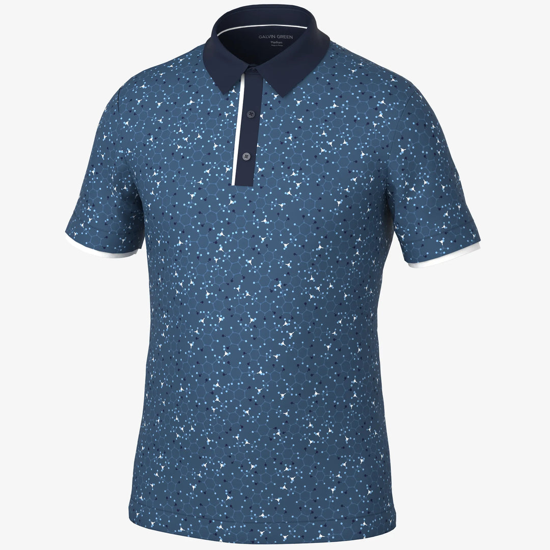 Mannix is a Breathable short sleeve golf shirt for Men in the color Blue/Navy(0)
